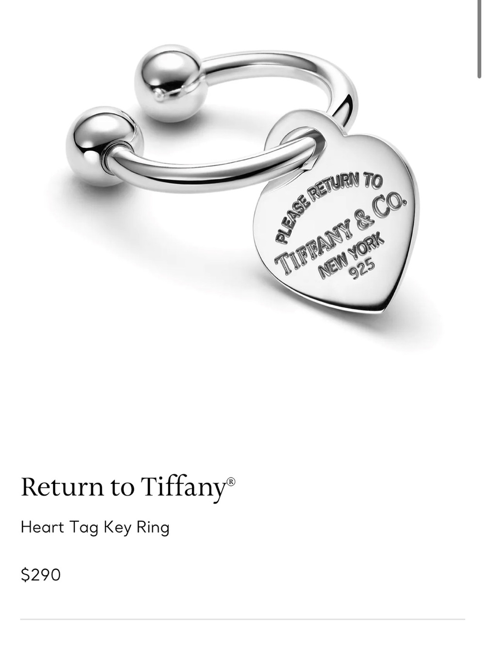 Tiffany & Co. Sterling Silver Heart Tag Ring